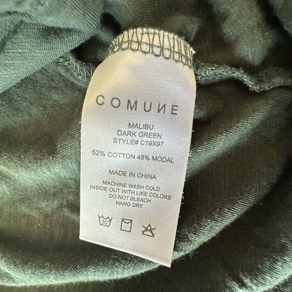 COMUNE sz S Malibu V-Neck Modal Knit T-Shirt in Dark Green - Picture 4 of 5
